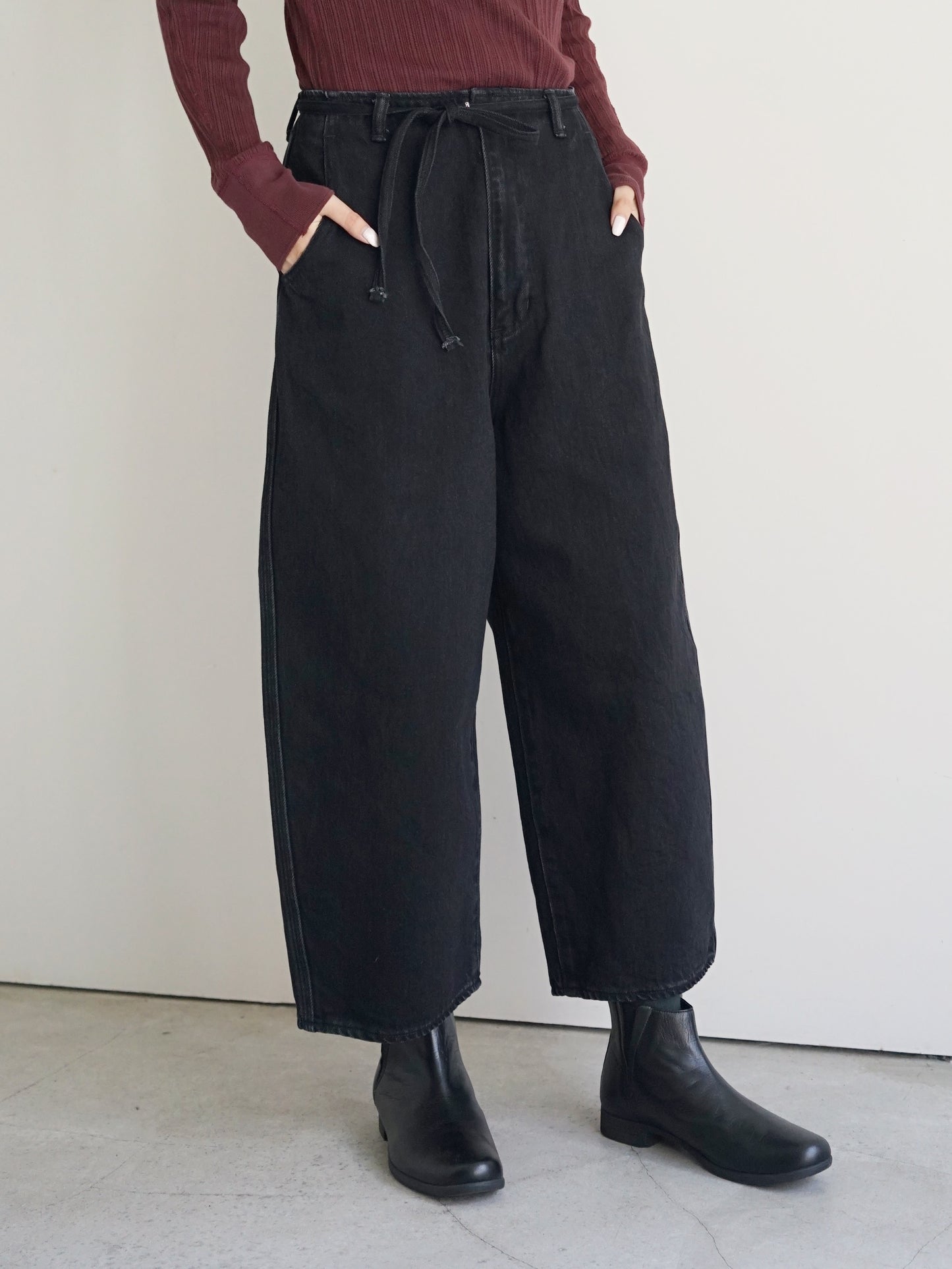 JöICEADDED / Round Wide Denim Trousers (BLACK)