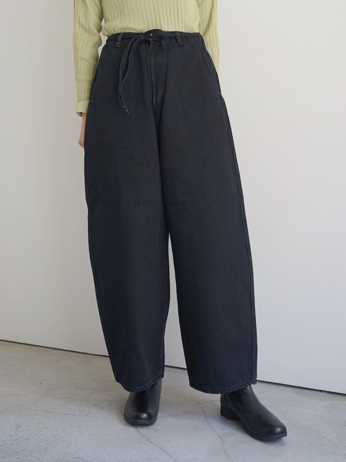 JöICEADDED / Round Wide Denim Trousers (BLACK)