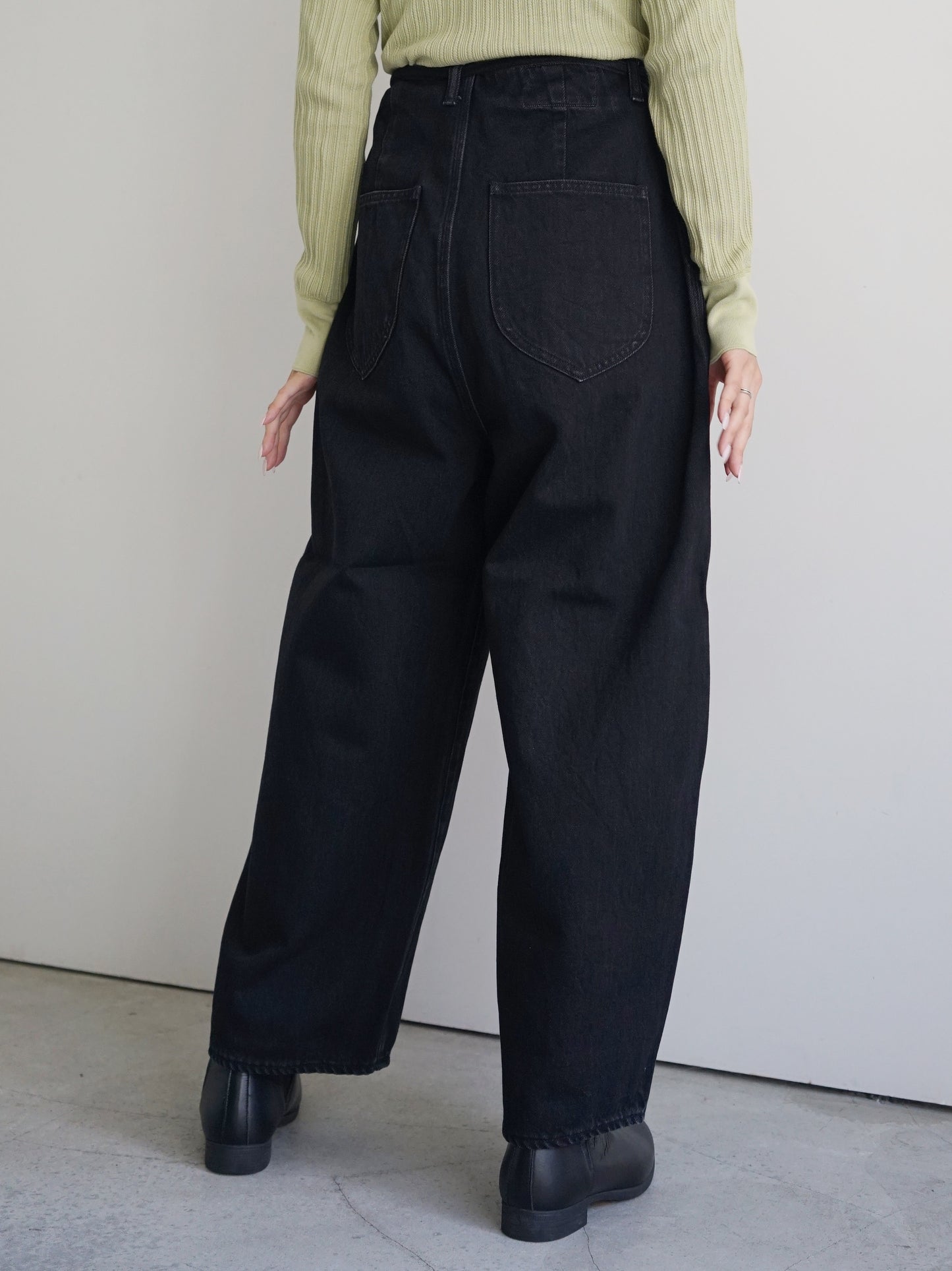 JöICEADDED / Round Wide Denim Trousers (BLACK)