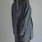 THE HINOKI / Organic Cotton Poplin Stripe Regular Collar Shirt “charcoal stripe”