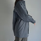 THE HINOKI / Organic Cotton Poplin Stripe Regular Collar Shirt “charcoal stripe”