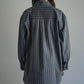THE HINOKI / Organic Cotton Poplin Stripe Regular Collar Shirt “charcoal stripe”