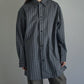 THE HINOKI / Organic Cotton Poplin Stripe Regular Collar Shirt “charcoal stripe”