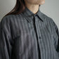 THE HINOKI / Organic Cotton Poplin Stripe Regular Collar Shirt “charcoal stripe”