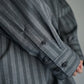 THE HINOKI / Organic Cotton Poplin Stripe Regular Collar Shirt “charcoal stripe”