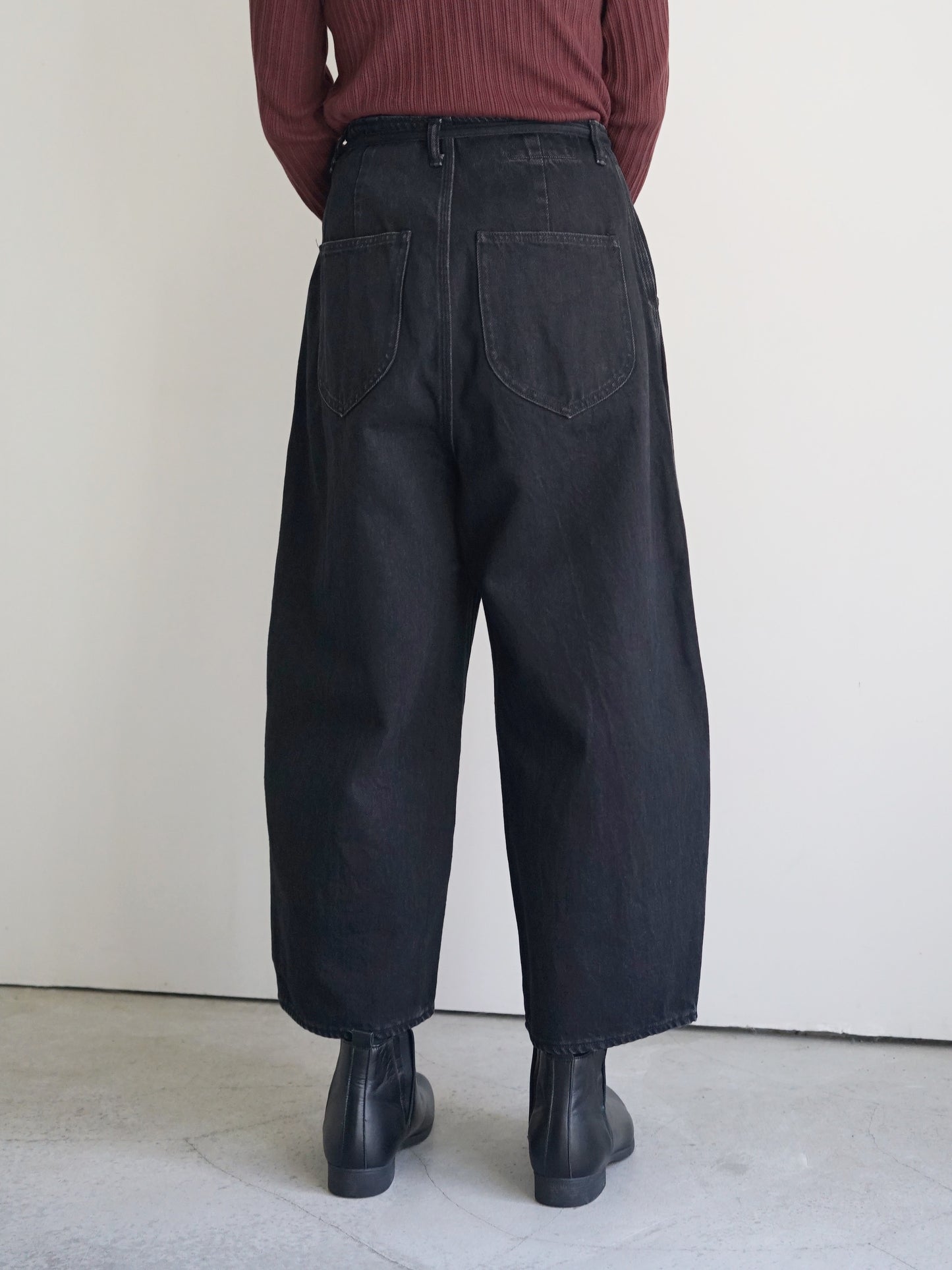 JöICEADDED / Round Wide Denim Trousers (BLACK)