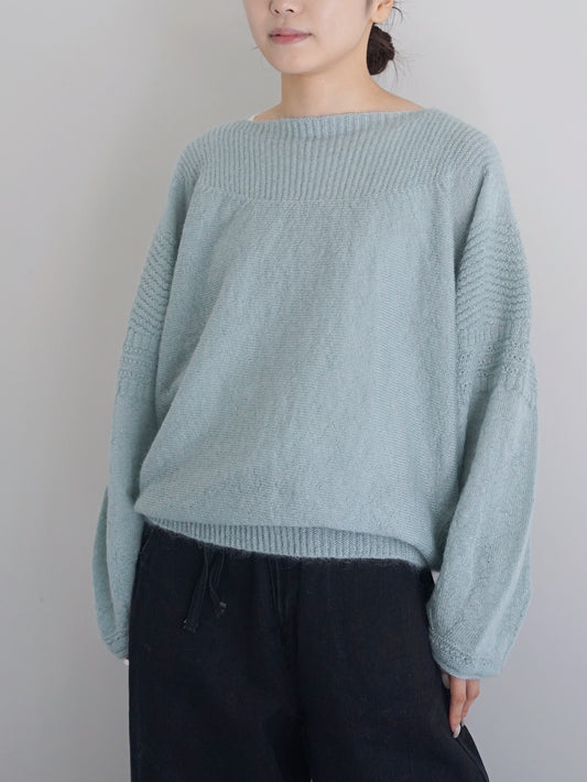 【決済用】JöICEADDED / Rounded Geometric Knit Sweater (BLUE GREEN)