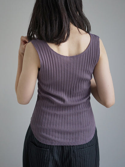 JöICEADDED /  Picot hem Tank Top “PURPLE・LEAF GREEN”